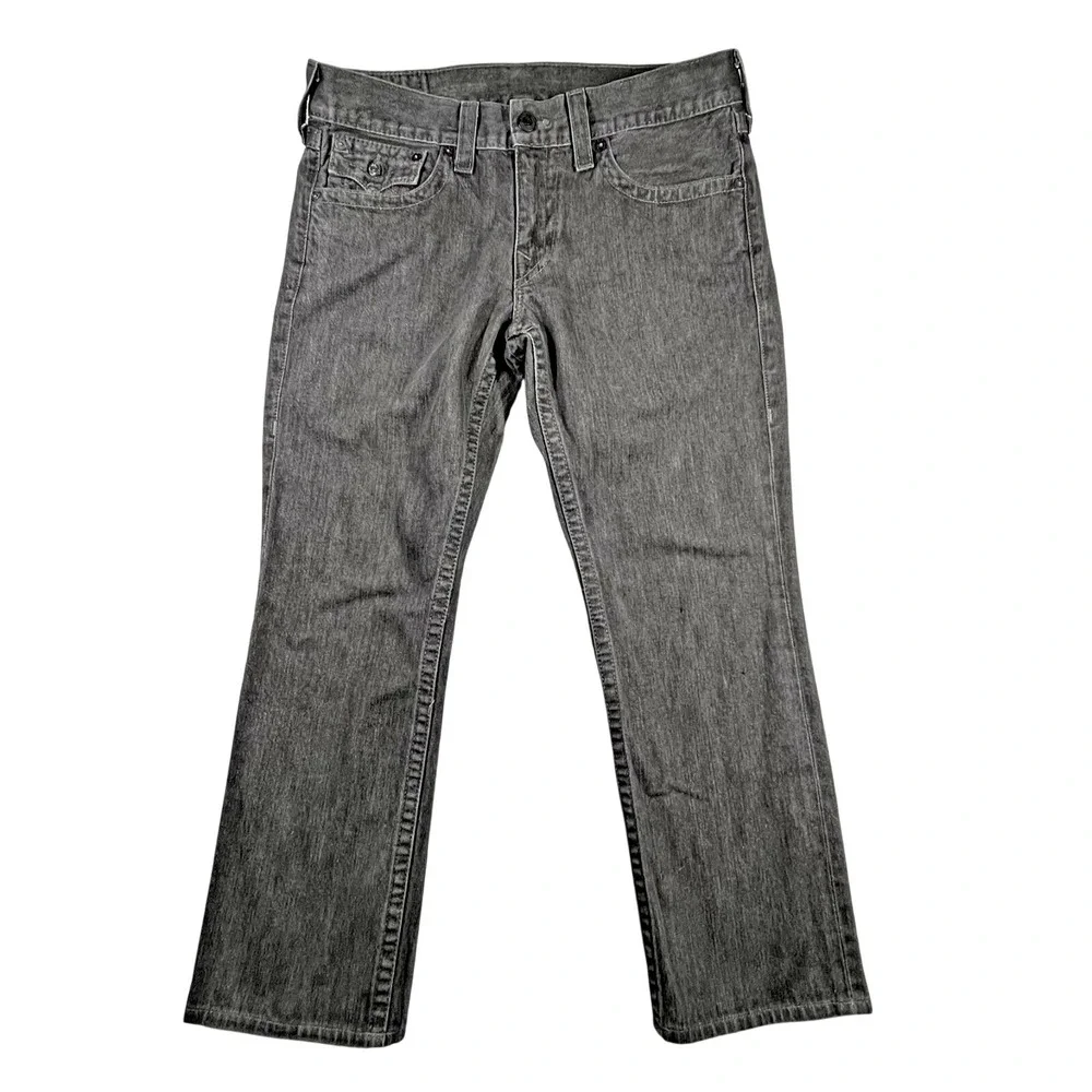 True Religion Ricky‎ Jeans Men's 34 (Fits 37x29.5) Flap Pockets Gray Preppy USA